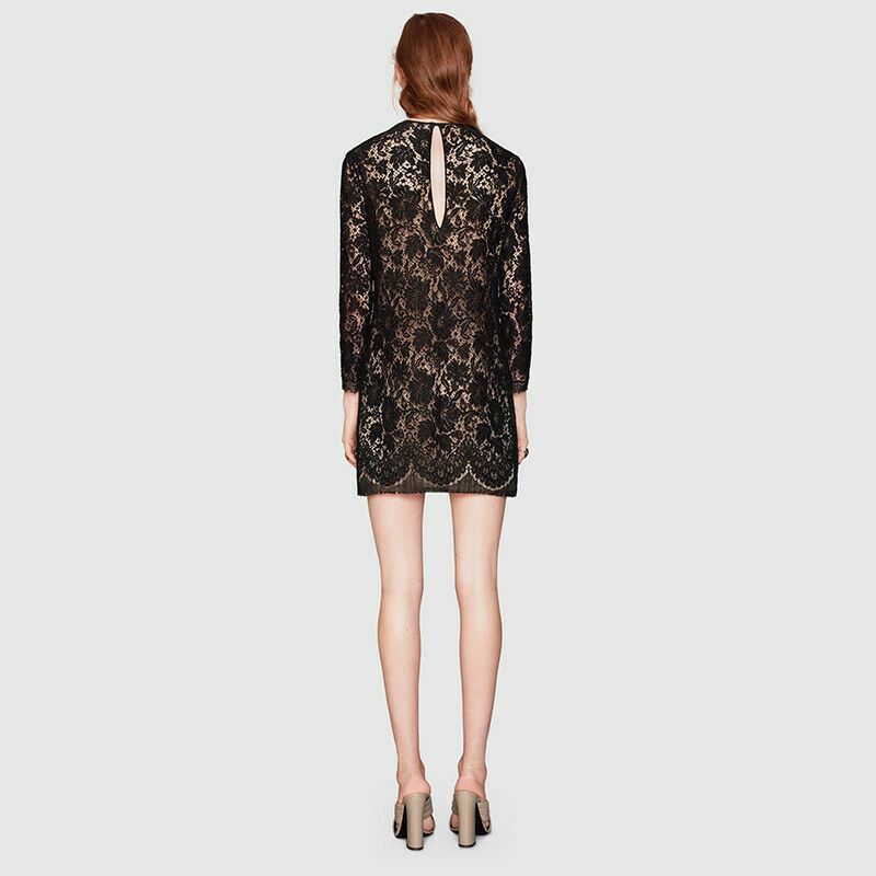 GUCCI★素敵！LONG SLEEVE GREEN FLORAL LACE DRESS Gucci Green Lace Zip Front Long Sleeve Dress Size 10/44