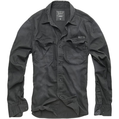 Brandit Mens Hardee Denim Shirt Long Sleeve Cotton Security Vintage Top Black