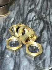 LOT OF 25  PCS SOLID BRASS HEX NUTS LAMP PARTS 1/2" Wide X 1/8" THICK 1/8-27 IPS