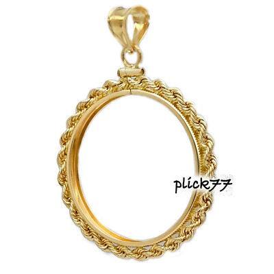 14k Gold 1/20 oz Gold Panda Coin Bezel Rope Frame Mount Pendant