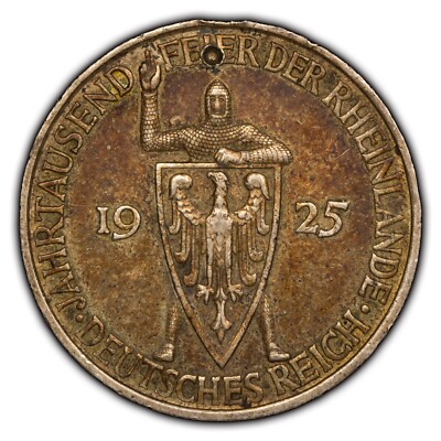 1925-F Weimar German Republic .4019 oz ASW Silver 5 Reichsmark - KM-47 - F3854