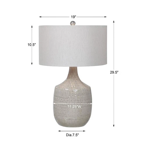 Uttermost Felipe Farmhouse Ceramic and Fabric Table Lamp in Light Gray - Picture 11 of 11