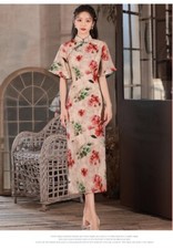 Vintage Chinese Cheongsam Summer Traditional retro Cheongsam Floral Dress