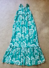 Chaps Girl's Green White Floral 100% Cotton Maxi Dress Size M 8/10 EUC