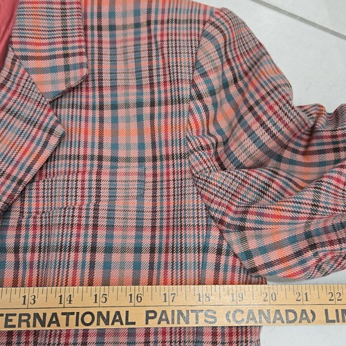 Vintage Gap Blazer Womens Large Red Plaid Print Cotton 3 Button 1990s Jacket - Picture 7 of 11