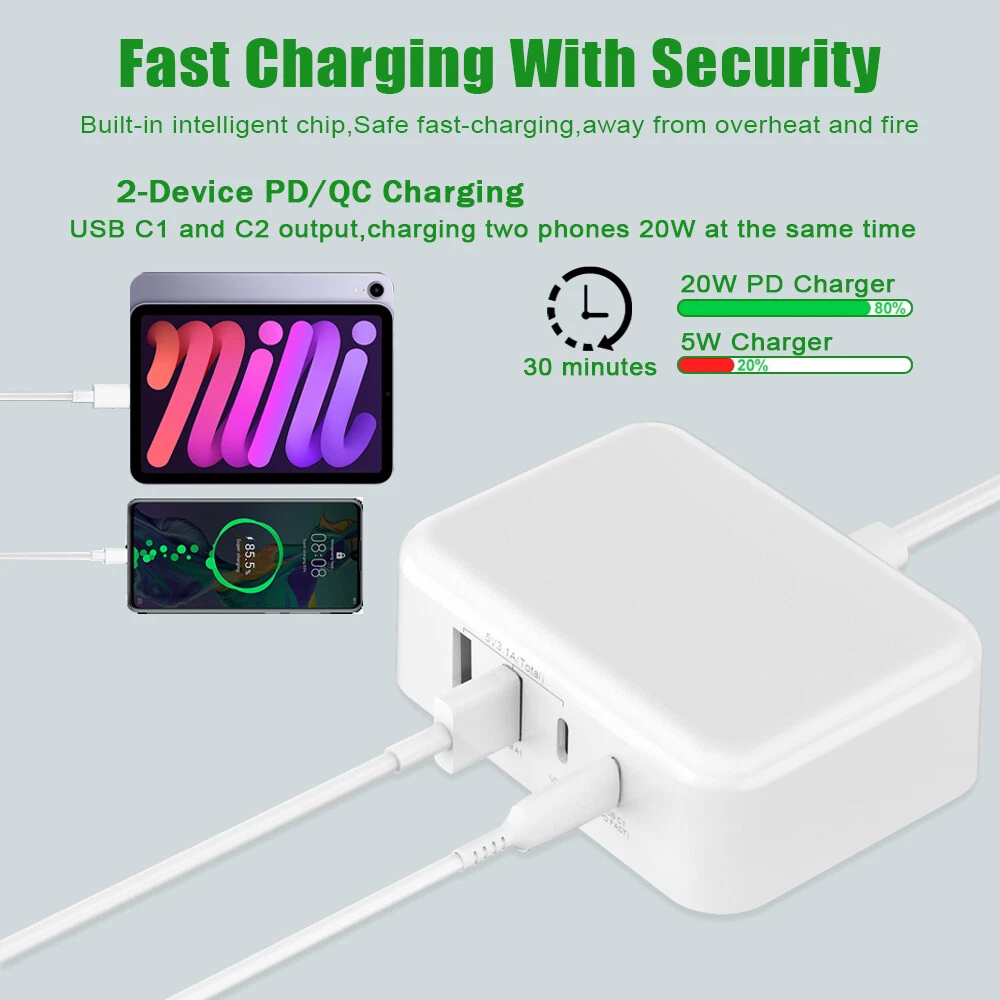 4 Port USB Hub Fast Wall Charger Station Multi-Function Desktop AC Power Adapter