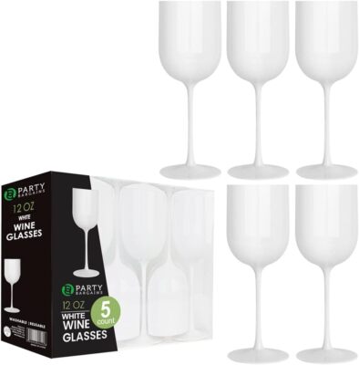 PARTY BARGAINS 12oz Disposable Elegant Design Plastic Wine Glasses - 5 Pack  | eBay