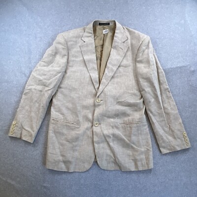 Mario Barutti Blazer Mens 46 Beige 100% Linen Suit Jacket 2 Button Adult