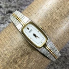 Vintage Seiko Women 2E20-6319 Fashion Two Tone Quartz Analog 12mm Watch 5 3/4"