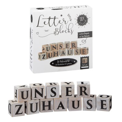 Letter Blocks DIY Buchstaben und Symbole 16 Holzwürfel Würfel Tischdekoration