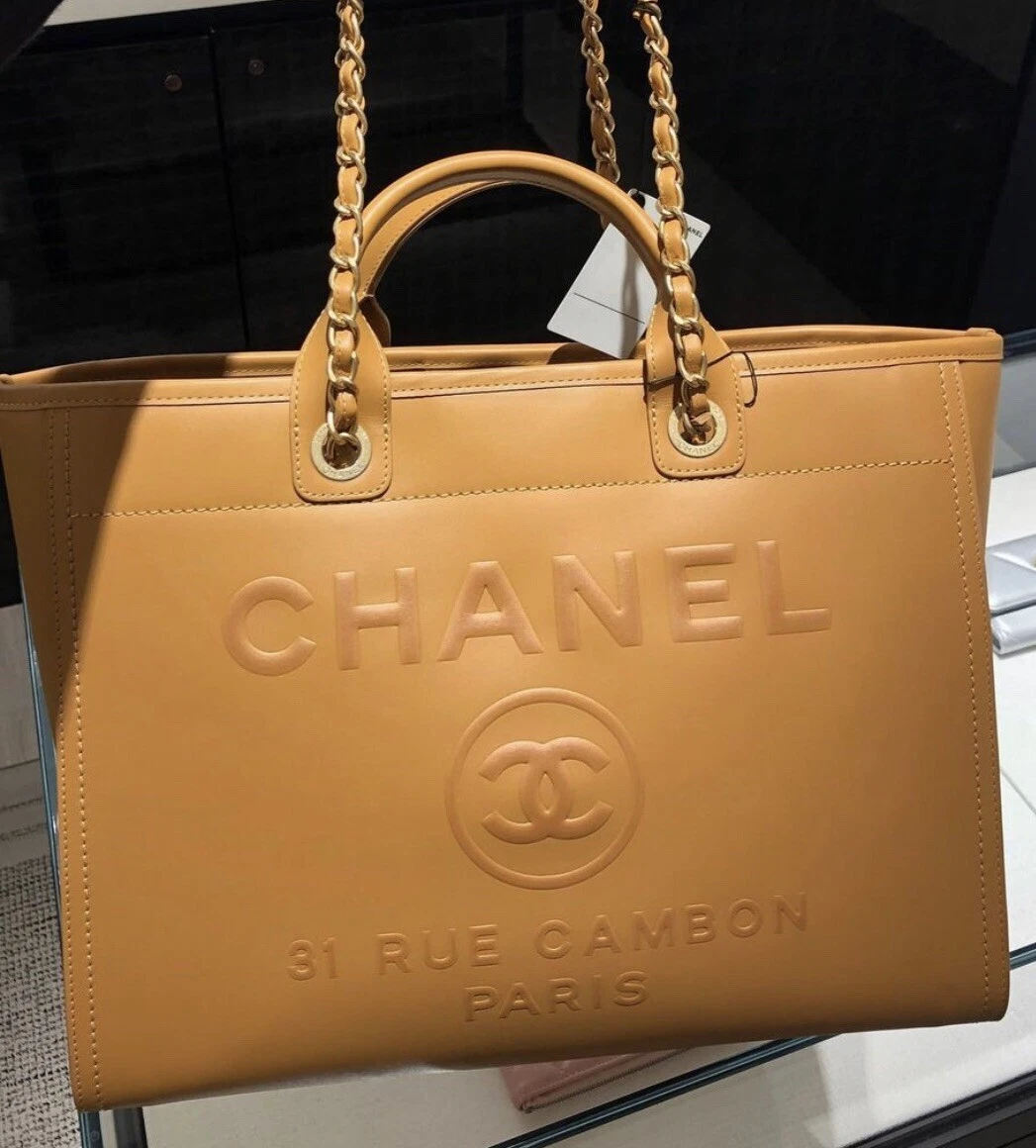 chanel leather deauville tote
