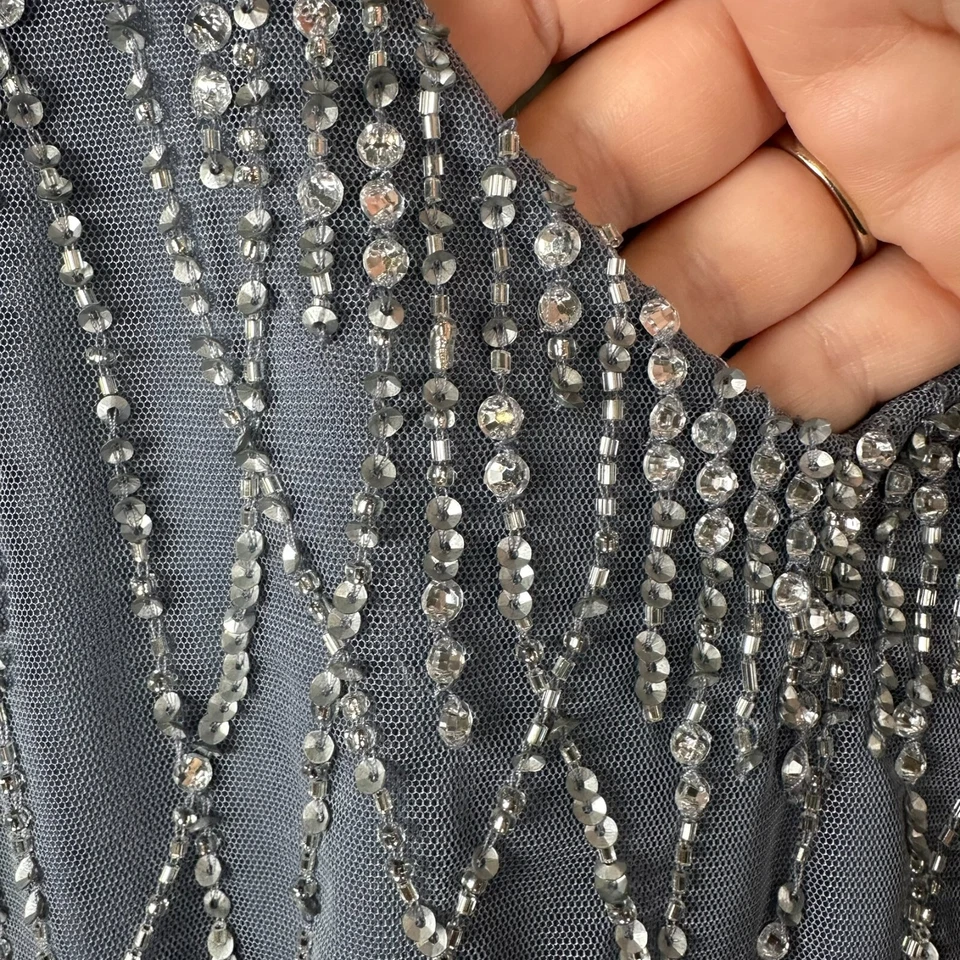 Adrianna Papell Brooklyn Slate Sequin Beaded Gown Size 6 Formal Wedding - Image 3 of 4