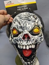 NWT Light Up Zombie Skull Unisex Mask. One Size Fits All.