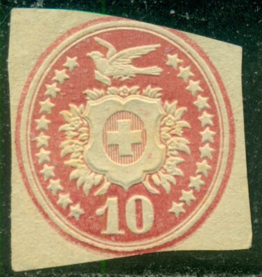 SWITZERLAND 1870's UNUSED 10c CUT SQUARE, GREAT PRICE!