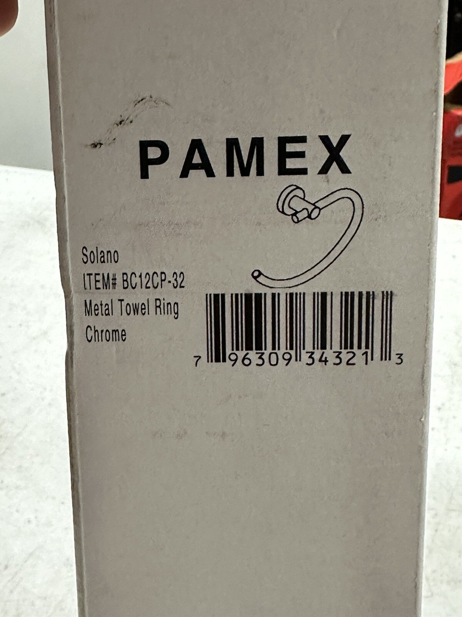 Pamex Solano bathroom hand Towel Ring, Chrome Finish, Model: BC12CP-32 New