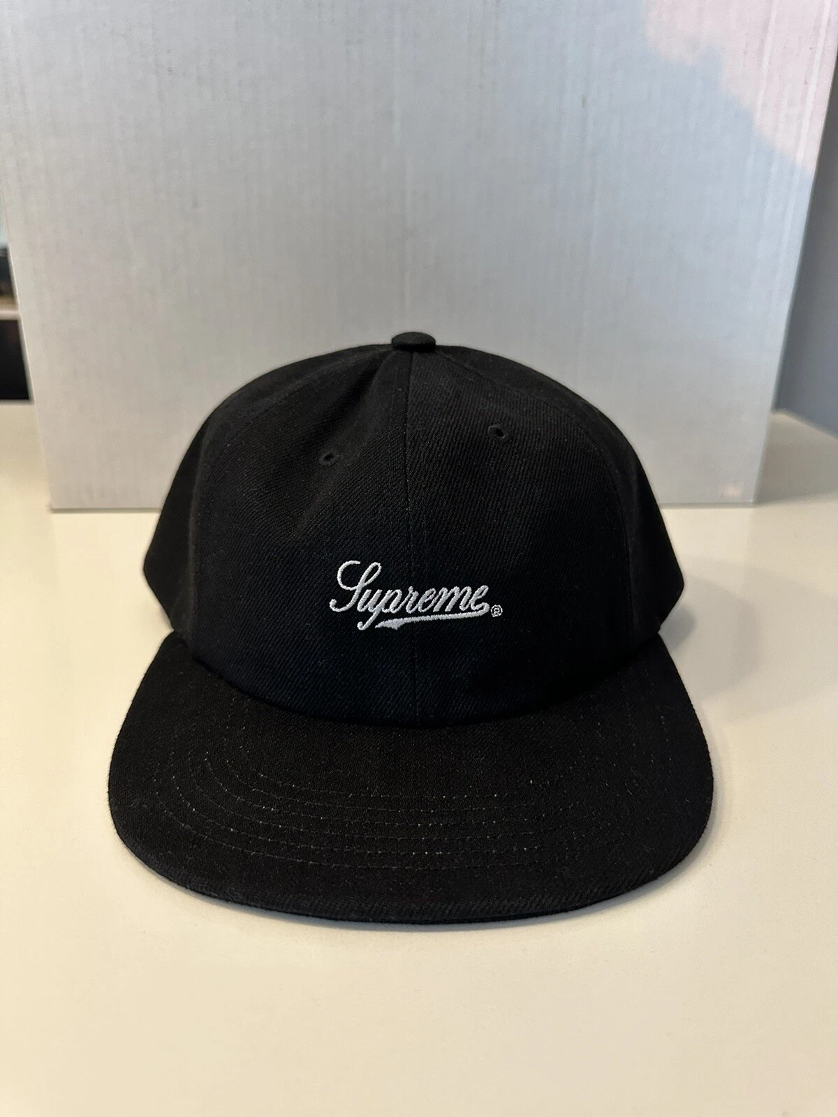 Casquette chapeau 6 panneaux logo Supreme Script   Noir   SS24 neuve authentique JAMAIS PORTÉE