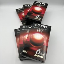 TDK HS 6 Hour VHS Tapes - Lot of 6 - Blank VCR Tape - T-120 Premium Quality