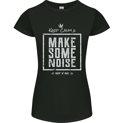 Rock N Roll Keep Calm & Make Some Noise Damen Petite Cut Maglietta