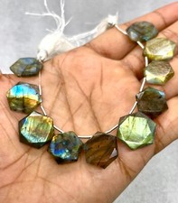 10 Pieces Labradorite Multi Fire Hexagon Faceted Rosecut Natural Loose Gemstones
