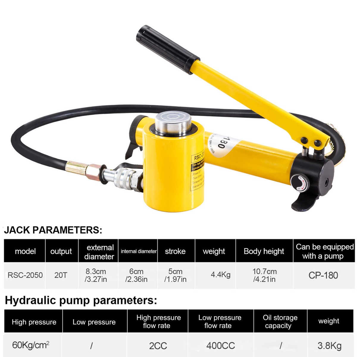 20T Mini Hydraulic Cylinder Jack Porta Power Ram 2