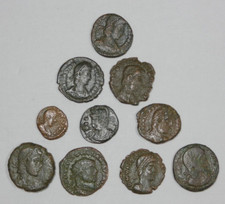 10 Different Ancient Roman  Coins Circa Approx.  200 - 300 A.D.
