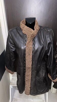 GENERICO genuine leather jacket used women woman size 48 brown LLD141