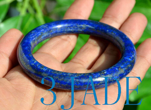 59mm Natural Lapis Lazuli Gemstone Princess Cut Round Bangle Bracelet - Picture 6 of 9