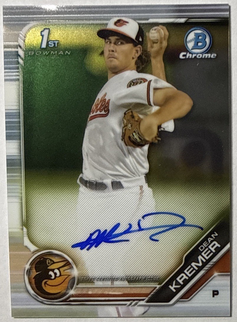 2019 Bowman Chrome - 1st Bowman - Dean Kremer Auto - # CPA-DK - Orioles