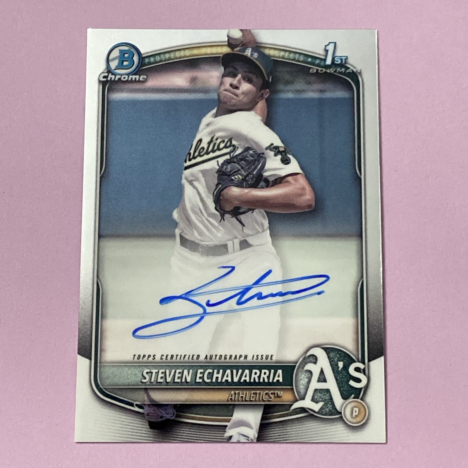 2025 Bowman Chrome Steven Echavarria Chrome Auto 1st #CPA-SE Athletics