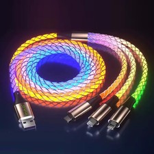 IHAO Multi Connectors Fast Charging Cable 3 39 inches, 3 Combinations RGB