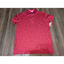 REDVANLY Herrick Polo Shirt Mens Medium Sangria Floral Print Golf (READ!)