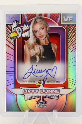 2026 Topps Chrome VeeFriends Livvy Dunne Auto #CCA-LD Red /5 First On Print  