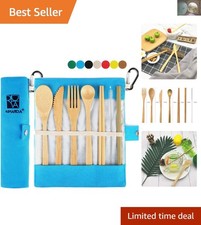 Portable Bamboo Cutlery Set: 7 Pieces of Eco-Friendly Utensils for Adventures