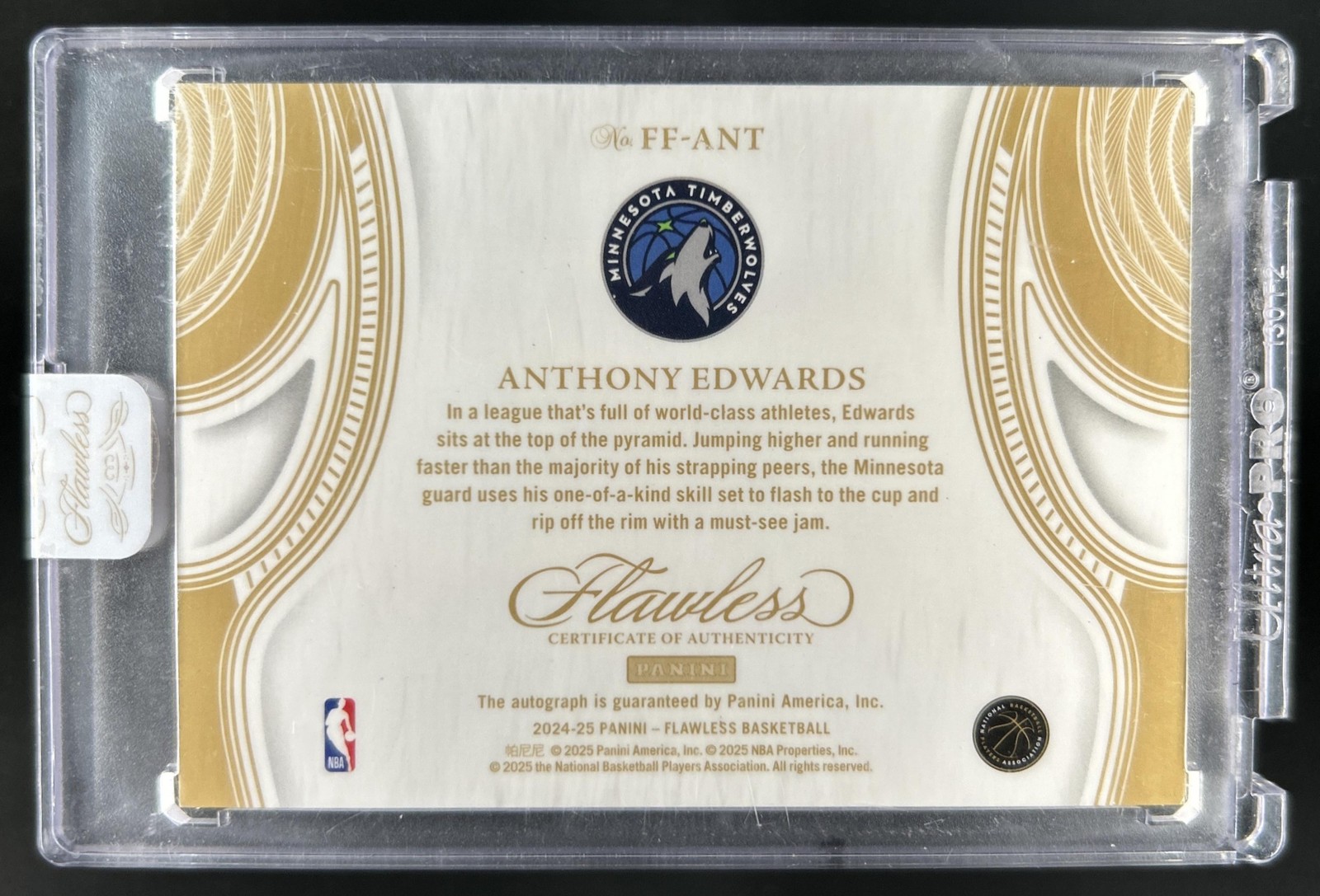 2024-25 Panini Flawless Anthony Edwards Finishes Ruby Auto #/15 Timberwolves view 2