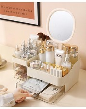Makeup Organizer Box With Mirror Portable Drawer Cosmetic Storage Skincare Lipst