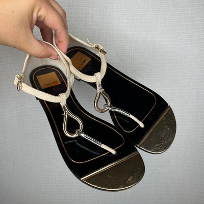 Dolce Vita Women's T Strap Sandals Gold Toe Thong Shoes Size 6