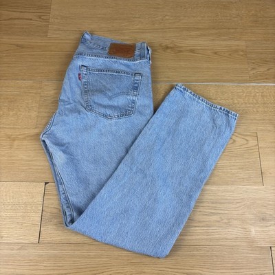 LEVI'S 501 Hellblau Denim Jeans Button Fly Premium Big E W34 L32 Herren