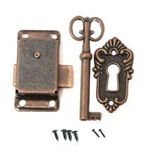 1 Set Vintage Antique Drawer Cabinet Cupboards Wardrobe Door Iron Lock with Key