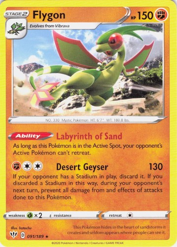 Flygon Darkness Ablaze 091/189 Normal Pokemon TCG NM
