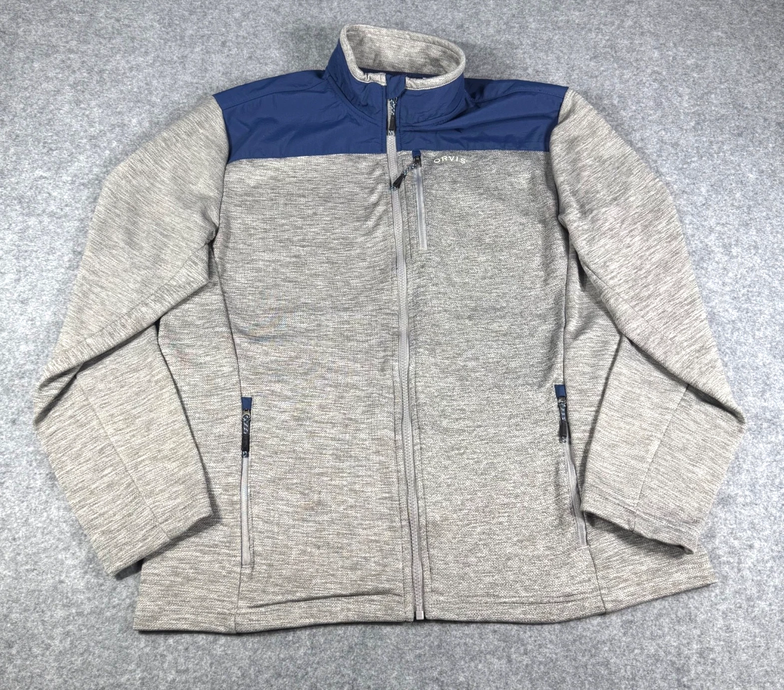 Orvis Men’s Classic Collection Full Zip Bonded Mesh Fleece Jacket Gray Blue L - product detail image 11
