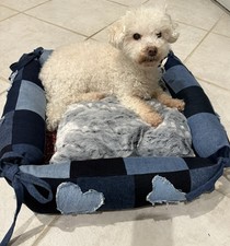 New Patchwork Denim Pet Bed from Tippy's Pet Beds Size small