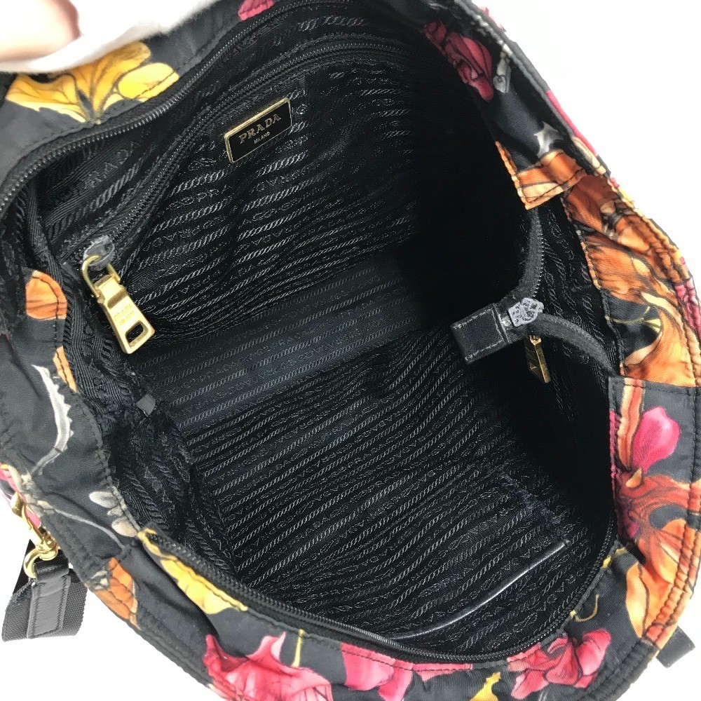 PRADA Flower pattern triangle logo Handbag Should… - image 13