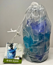 2 lbs Flat Sea Glass Blue White for Craft DIY Jewelry Akasha