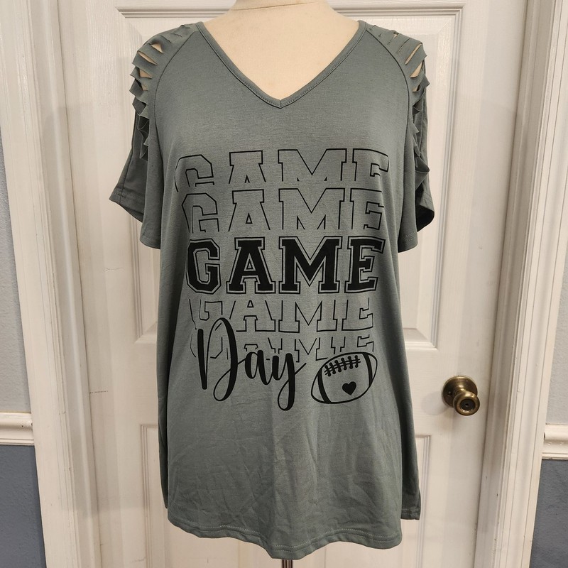 Game Day Tee. Football shirt with cut sleeve accents  XL