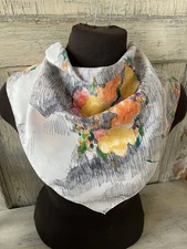 Vintage Durlacher & Co Line Drawing Scribbles 100% Polyester Bandana Scarf