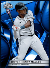 Topps BUNT 2025 Topps Chrome Black. Blue Rookie Justyn Henry Malloy. DIGITAL