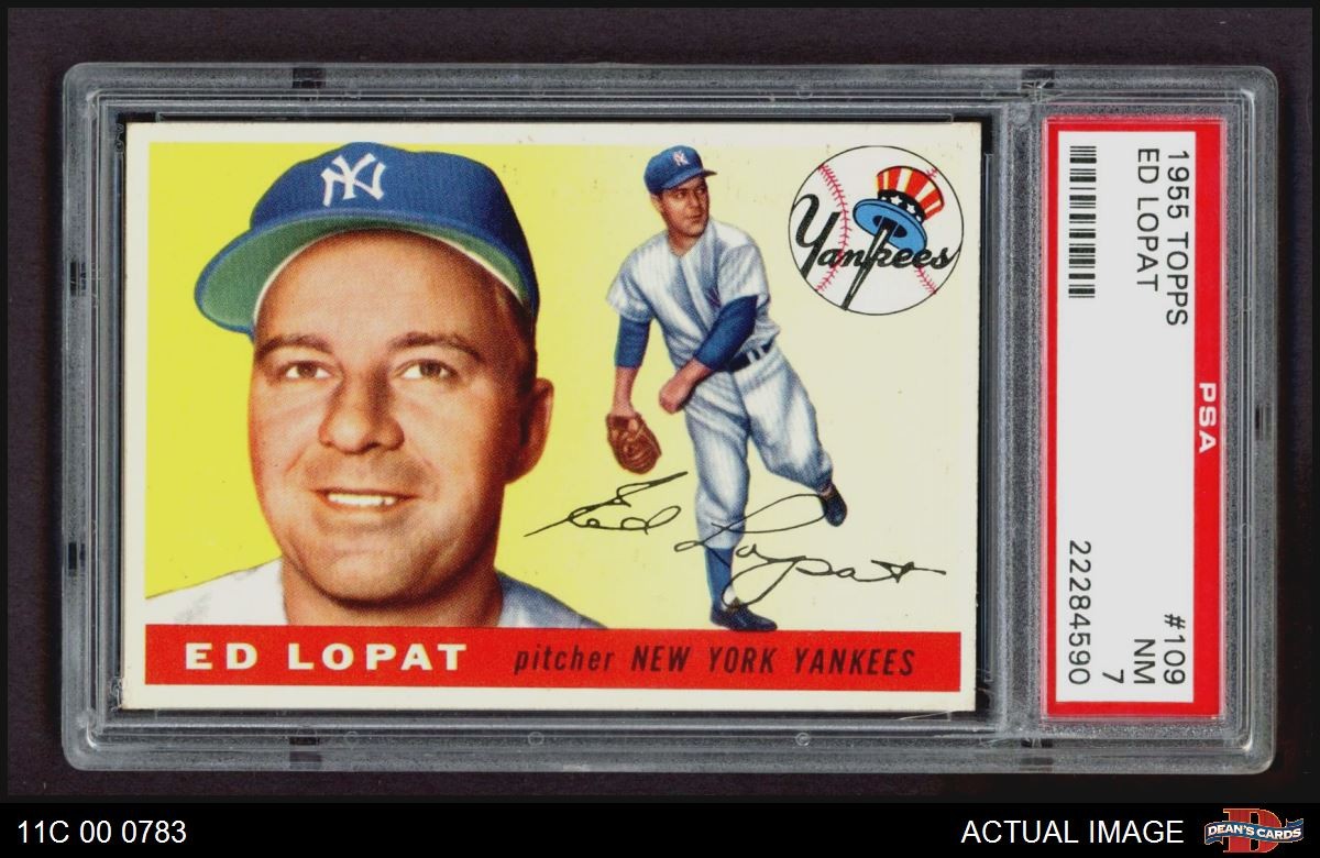 1955 Topps #109 Eddie Lopat Yankees PSA 7 - NM