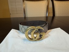 New Authentic Gucci GG Logo Leather Belt Brown Tan Size 32 Fits Waist 30 - 32