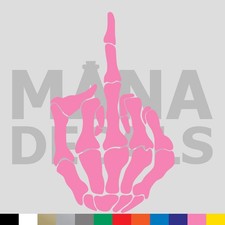 Middle Finger Skeleton Vinyl Die Cut Decal Sticker - Bone Hand Flip Off Biker Fu