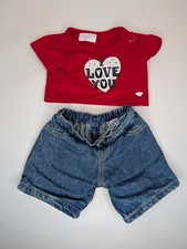 Build A Bear Outfit I Love You Red White Heart Top Denim Jeans Teddy Clothes